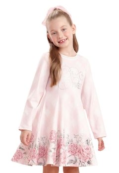 Vestido Infantil Rosa Flores Petit Cherrie