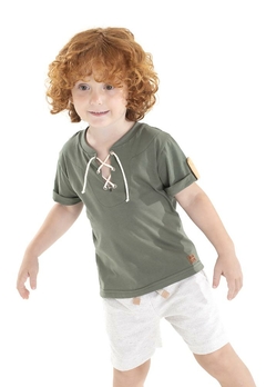 Conjunto Camiseta Bermuda Infantil Verde Serelepe