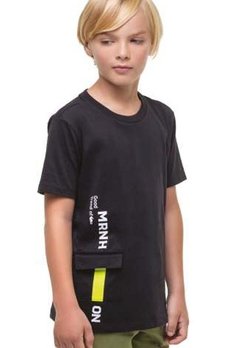 Camiseta Infantil Preto Onda Marinha