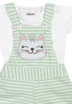 Conjunto Jardineira Infantil Cats Verde Elian - comprar online