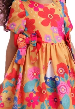Vestido Infantil Laranja Flores Mon Sucre - comprar online