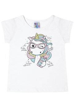 Blusa Infantil Branca Unicornio Pulla Bulla