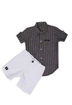 Conjunto Infantil Bermuda Preto Ok & Pakita