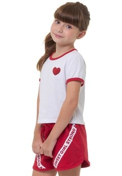 Conjunto Shorts Infantil Sweet Girl Vermelho Açucena - comprar online