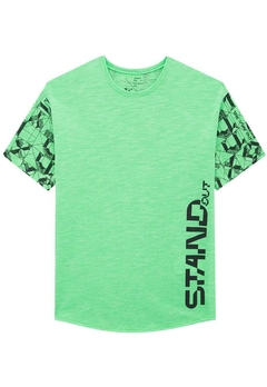 Camiseta Infantil Malha Estampada Verde Johnny Fox
