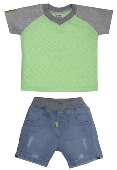Conjunto Camiseta Bermuda Infantil Verde Sonho Mágico