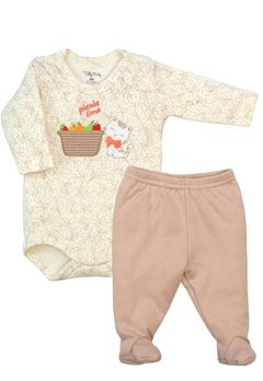 Conjunto Body Calça Estampado Off White Tilly Baby