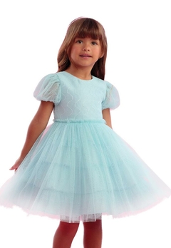 Vestido Infantil Tule Azul Babado Petit Cherie - comprar online