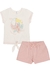 Conjunto Shorts Infantil Pássaro Rosa Nini&Bambini