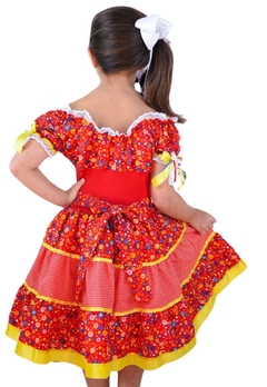 Vestido Caipira Vermelho Estampado Infantil Muvilê - comprar online