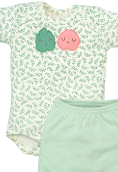 Kit Body e Shorts de Suedine Folhas Tilly Baby - comprar online