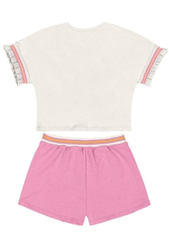 Conjunto Cropped Short Saia Infantil Rosa Brandili - comprar online