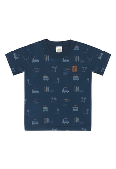 Conjunto Camiseta Bermuda Infantil Azul Marinho Pulla Bulla - comprar online