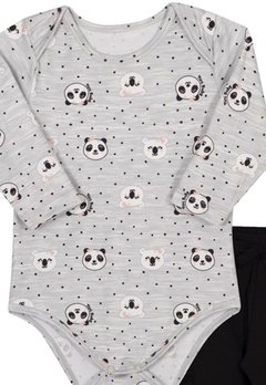 Conjunto Body Longo Calça Panda Mescla Nini&Bambini - comprar online