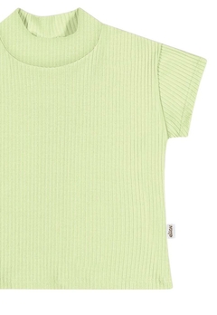 Blusa Verde Canelada Gola Alta Infantil Elian - comprar online