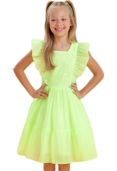 Vestido Infantil Festa Tule Verde Petit Cherrie