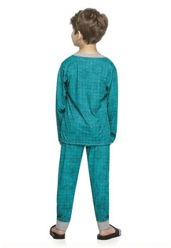 Conjunto Pijama Camiseta Calça Infantil Verde ELIAN na internet