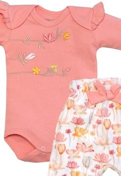 Conjunto Body Bebê Rosa Flores Tilly Baby - comprar online