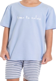 Conjunto Pijama Camiseta Bermuda Infantil Azul TMX - comprar online