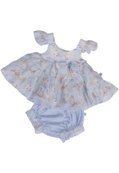 Vestido Com Calcinha Bebê Azul Unicórnio Rosa Beth Bebê - comprar online