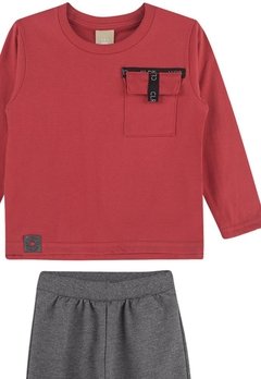 Conjunto Camiseta Calça em Moletom Vermelho Colorittá - comprar online