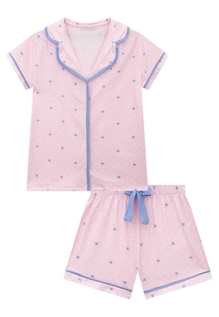 Pijama Blusa Shorts Malha Comfy Rosa Infanti