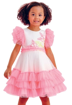 Vestido Branco Rosa Tule Infantil Petit Cherie - comprar online