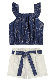 Conjunto Blusa Cropped Shorts Azul Brandili - comprar online