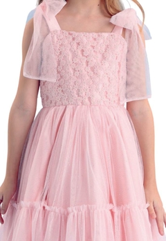 Vestido Rosa Tule Flores Infantil Petit Cherie. - comprar online