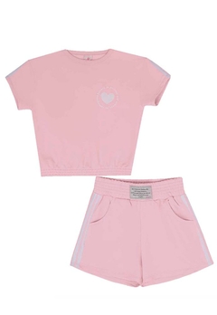 Conjunto Blusa Shorts Moletom Rosa Abrange