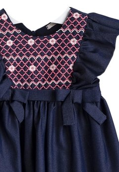 Vestido Bebê Infantil Estampado Azul Marinho Petit Cherie - comprar online