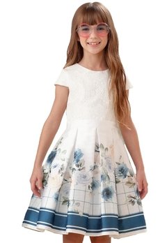 Vestido Infantil Branco Flores Petit Cherrie