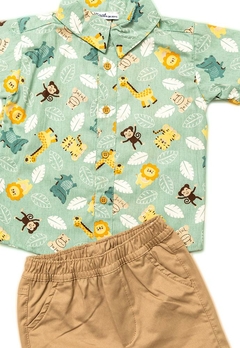 Conjunto Camisa Bermuda Infantil Estampado Verde Vigat - comprar online