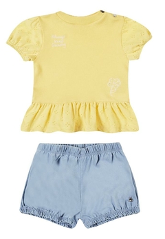 Conjunto Blusa Amarela Shorts Infantil Somnii