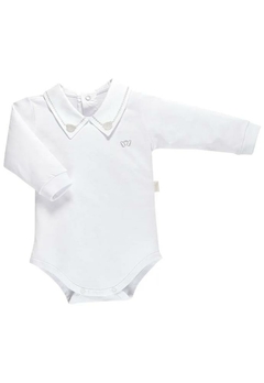 Body Gola Bordado Masculino Malha Branco Anjos Baby