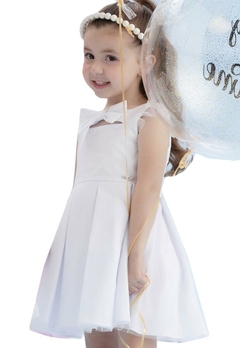 Vestido Infantil Festa Branco Laço Mon Sucré