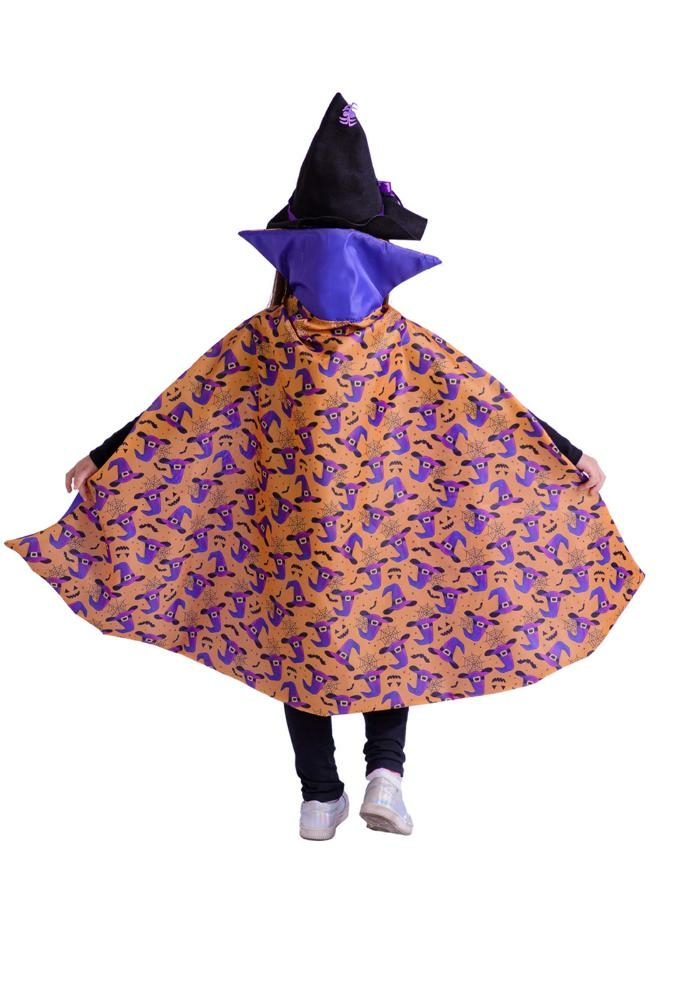 Capa infantil de Halloween para bebês, crianças, meninas, meninos, roupas  de cosplay, poncho de Halloween, conjunto de chapéu, A, 12-18 Meses