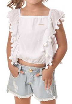 Conjunto Blusa Short Infantil Jeans Linna Valentina - comprar online