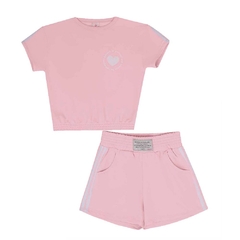 Conjunto Blusa Shorts Moletom Rosa Abrange - comprar online