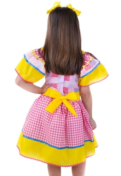 Vestido Caipira Xadrex Rosa Infantil Muvilê - comprar online