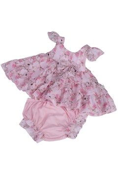 Vestido Com Calcinha Bebê Rosa Coala Rosa Beth Bebê