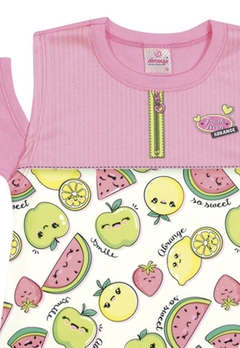 Vestido Infantil Estampado Rosa Abrange - comprar online