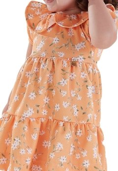 Vestido Infantil Estampado Laranja Flores Kiki Xodó - comprar online