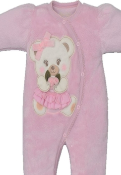 Macacão Longo Pelucia Urso Infantil Rosa Upi Uli - comprar online