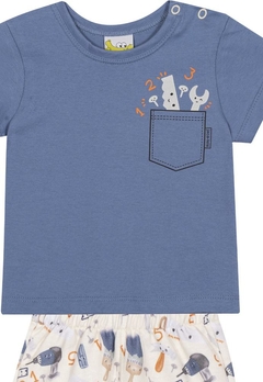 Conjunto Camiseta Bermuda Infantil Azul Nini & Bambini - comprar online
