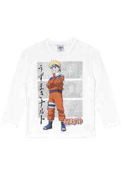 Camiseta Branca Estampada Naruto Infantil Brandili