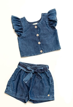 Conjunto Blusa Short Infantil Jeans Vigat