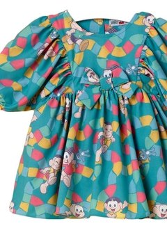 Vestido Infantil Azul Estampado Turma da Monica - comprar online