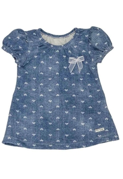 Vestido Calcinha Corações Azul Infantil Bebê 2 - comprar online