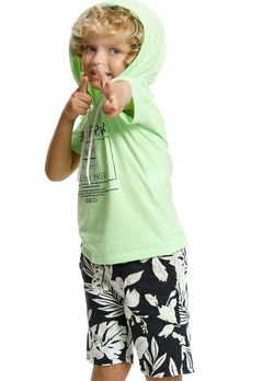 Conjunto Camiseta Bermuda Infantil Estampado Verde Banana Danger - comprar online